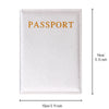 A white leather passport holder with the word PASSPORT printed on it.