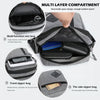 A multi-layer compartment bag shown with various storage options including a vice bag, front zipper bag, and side zipper bag.