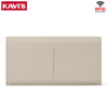 A light beige genuine leather women's wallet with two compartments and an RFID blocking feature.