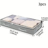 A rectangular dustproof under bed storage box with reinforced handles shown lying on its side.