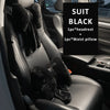 Black suede car headrest and waist pillow set for car seats