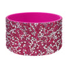 A bright magenta silicone boot sleeve designed to fit around a water bottle.