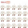 A set of 20 white cloud-shaped plush keychains and brooch pins.