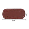A rectangular oval PU leather bag base with pre-punched holes for crochet and knitting, measuring 22cm by 10cm.
