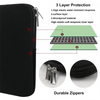Black laptop sleeve featuring a zipper and 3-layer protection design with durable zippers.
