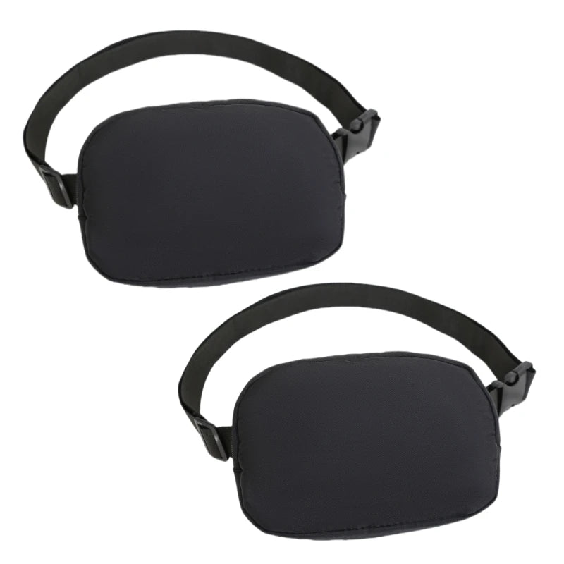 Black cross-body nylon waist bag designed for carrying a phone and essentials.