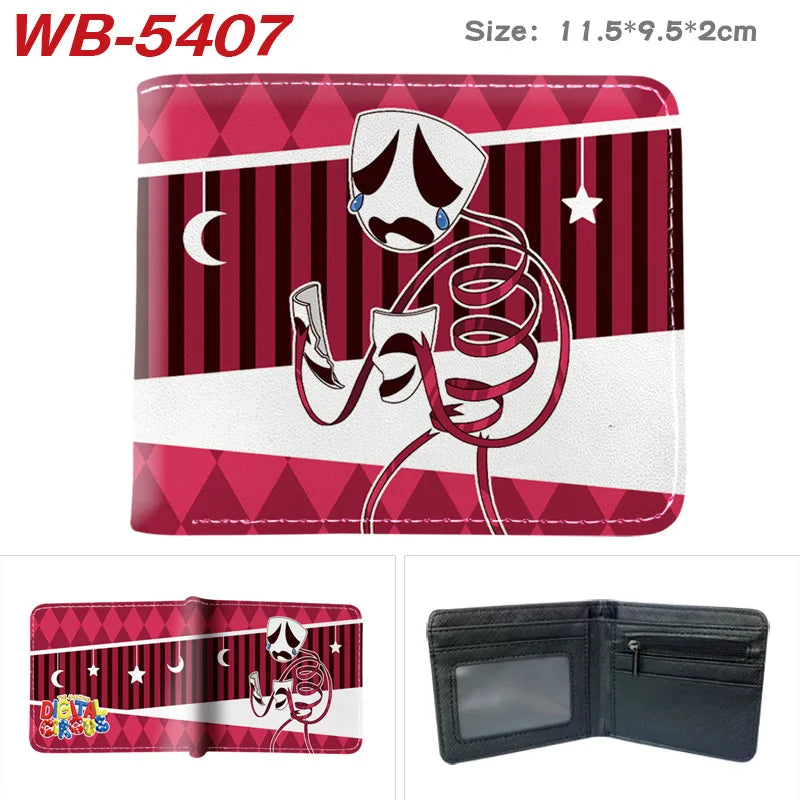 Pink-weiß gestreiftes Kunstleder-Klappwallet mit Cartoon-Design