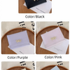 Collection de portefeuilles à cartes en PU pliés de différentes couleurs : noir, violet, rose, jaune et bleu.