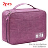 A purple portable digital organizer storage pouch with a zipper and handle, shown flat.