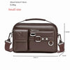 A brown men's PU leather crossbody shoulder bag with a flap and strap shown from the front.