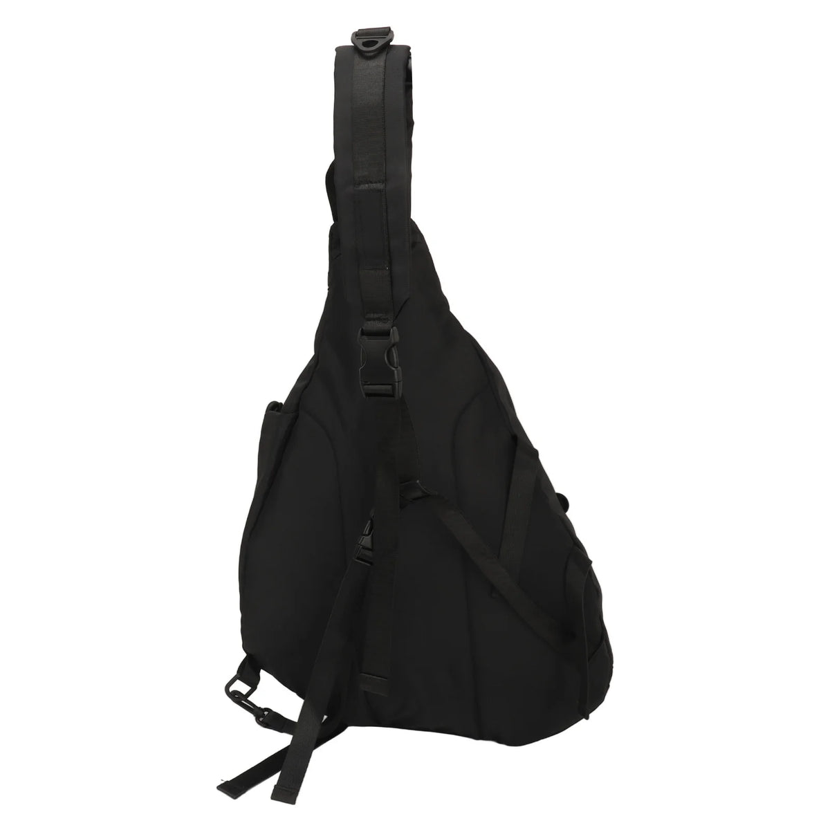 Schwarze, strapazierfähige, wasserdichte Oxford-Slingbag von hinten.