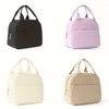 Three reusable thermal insulated bento bags in black, pink, and beige.