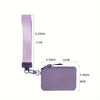 A purple elegant PU wristlet key card wallet with a matching strap and chain.