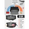 Black insulated tote bag designed to hold a laptop, phone, tablet, books, wallet, umbrella, and folders.