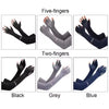 Un ensemble de cinq et deux doigts de manches en soie de glace noires, grises et bleues pour la protection UV.