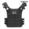 Black multifunctional MOLLE training vest with an American flag emblem