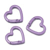 Three purple heart-shaped metal spring clasps for DIY jewelry and keychains