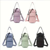 Three versions of a pink and black insulated water bottle crossbody bag with a phone pocket shown from the front.