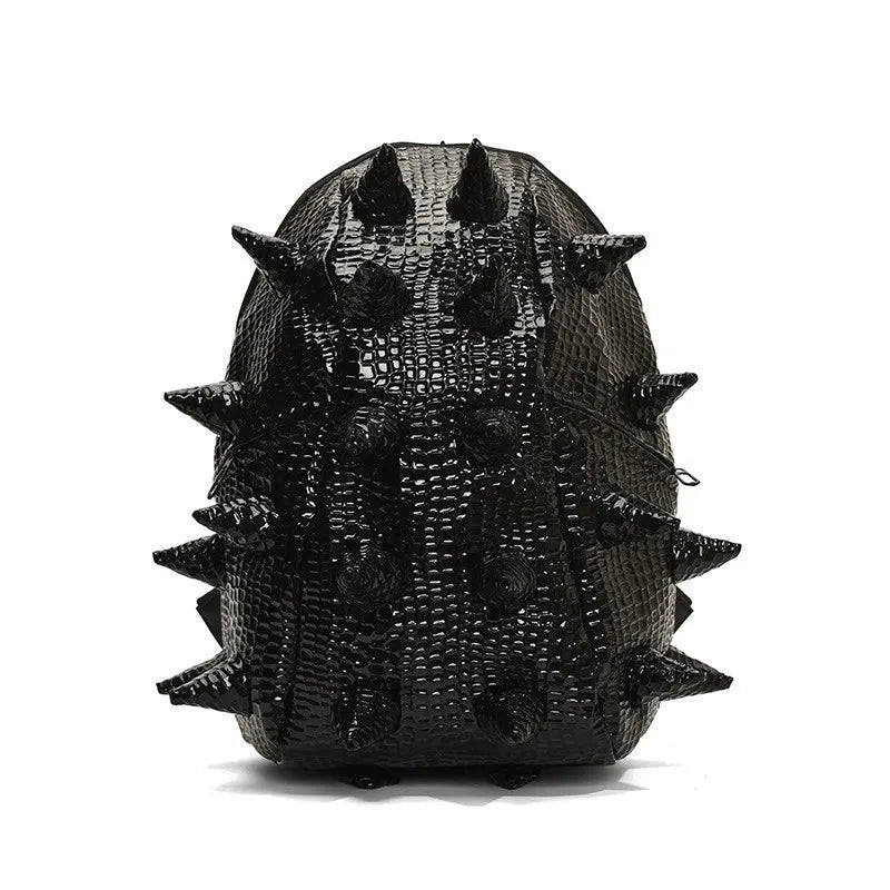 Black hedgehog shaped PU backpack with spiky texture