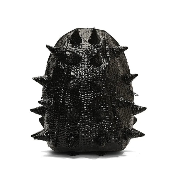 Mochila de PU con forma de erizo negro y textura puntiaguda