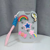 Clear EVA protective case for hand sanitizer spray with a rainbow charm keyring