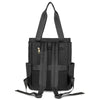 A black stylish quilted women's backpack tote with adjustable straps.