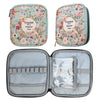 Light green crochet hook and sewing accessories storage bag with floral pattern