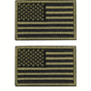 Two embroidered patches featuring the American flag design with gold and black stripes.