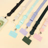 A collection of colorful adjustable phone lanyards with neck straps shown against a light background.