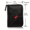 Black vintage PU leather slim wallet with a silver zipper and embossed initial K