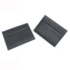 Schwarzes echtes Kuhleder-Ausweis-Wallet von oben.