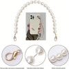 Elegant pearl strap for handbags featuring a string of white pearls and a gold-toned clasp.