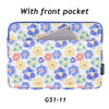 A colorful floral patterned laptop sleeve with a front pocket shown open.
