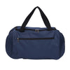 Navy waterproof sports duffel bag with black carrying straps