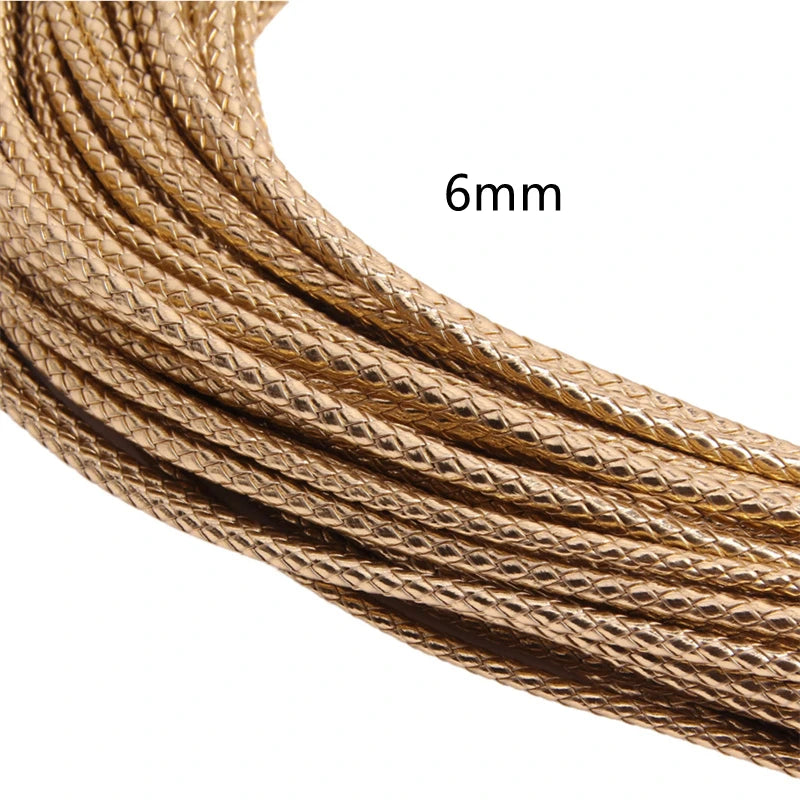 Close-up of a 6mm braided leather cord used for jewelry making.