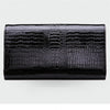 Black alligator pattern leather clutch bag for women