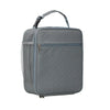 Graue isolierte Oxford-Stoff-Lunchtasche mit Reißverschlussfache und Netztasche.