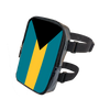 A black adjustable PU waist pouch featuring a diagonal design in teal and yellow.