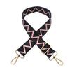 Sangle réglable à épaule à motif chevron noir et rose pour sac bandoulière