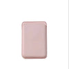 A pink leather wallet case designed for MagSafe compatibility.