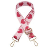 Pink heart-patterned adjustable nylon bag strap for purses and luggage