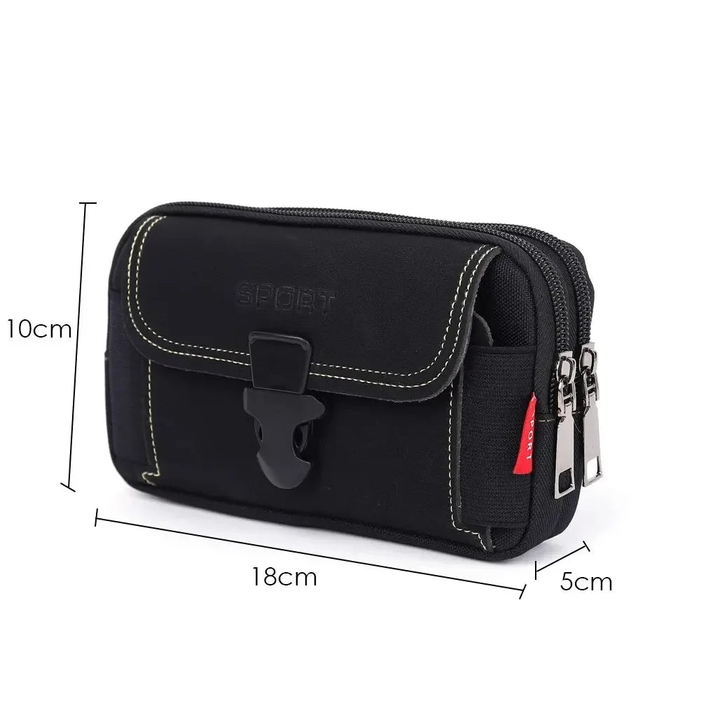 Black unisex tactical belt pouch designed to hold a mobile phone.