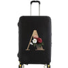 Black premium elastic luggage protective cover with a gold letter A design