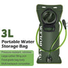 A green portable water storage bag with a black valve and hose, designed for hydration.