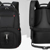 Mochila de viaje grande para hombre suizo negro, vista desde atrás