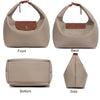 A waterproof nylon crossbody bag shown from the front, back, bottom, and side views.