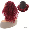 A close-up view of a deep red kinky curly hair extension with a black drawstring top.