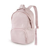 A light pink waterproof anti-theft laptop backpack with a shoulder strap and a front pocket.