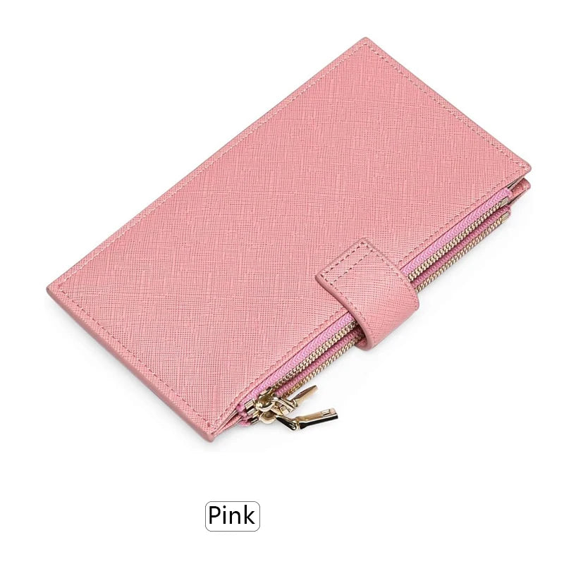 A pink RFID Bifold Wallet for women shown flat.