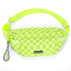 Neon yellow plaid crossbody chest bag with adjustable strap